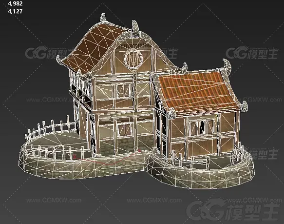 古建 新中式建筑 石头房子 别墅 古建筑 古代房子 院落 瓦房建筑3D模型-3