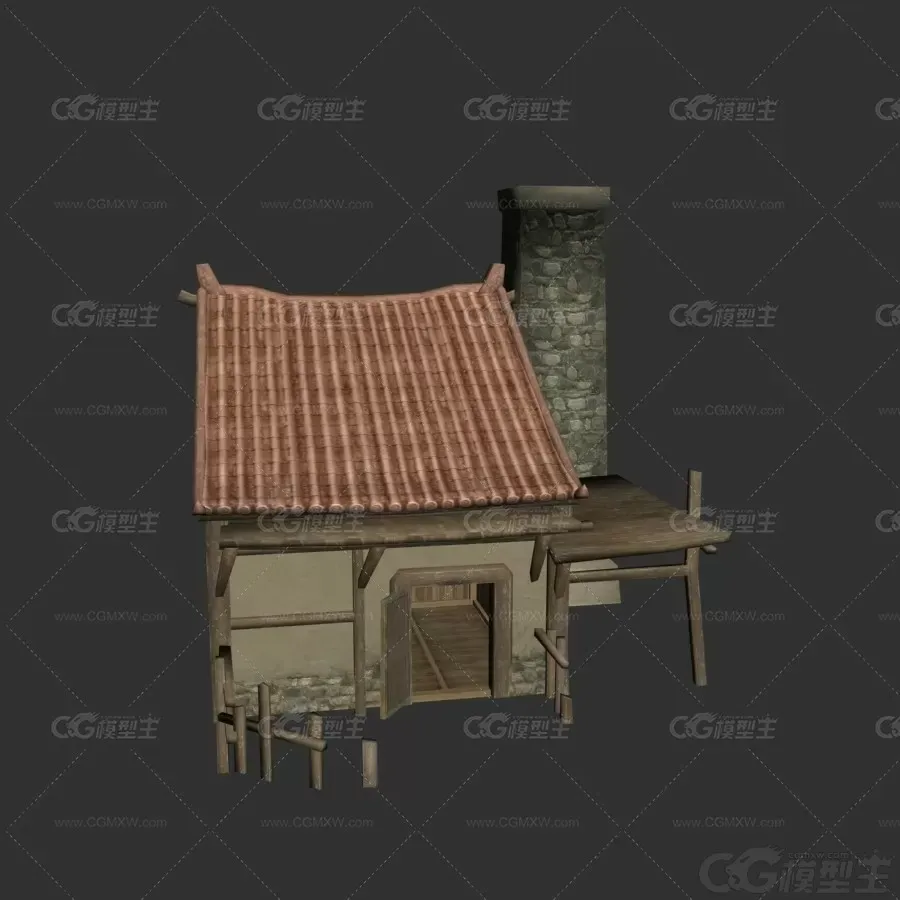 民房 农家房子 厨房 中国风古建筑 锅炉房3D模型-1