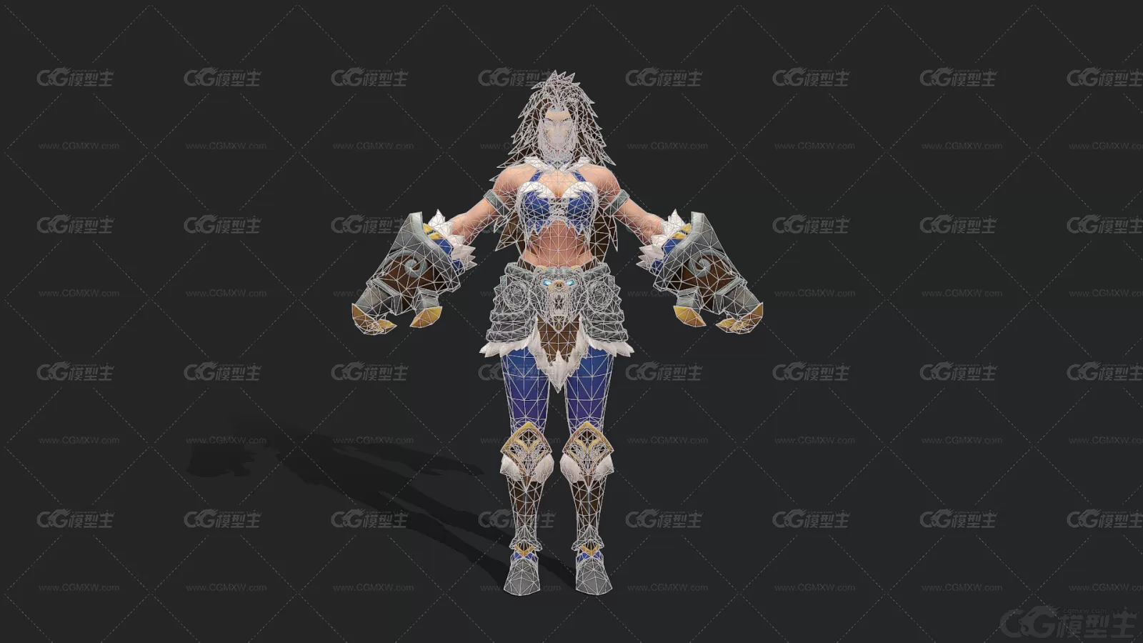 部落 女战士  女勇士 豹女 猎人战士 女武士3D模型-2