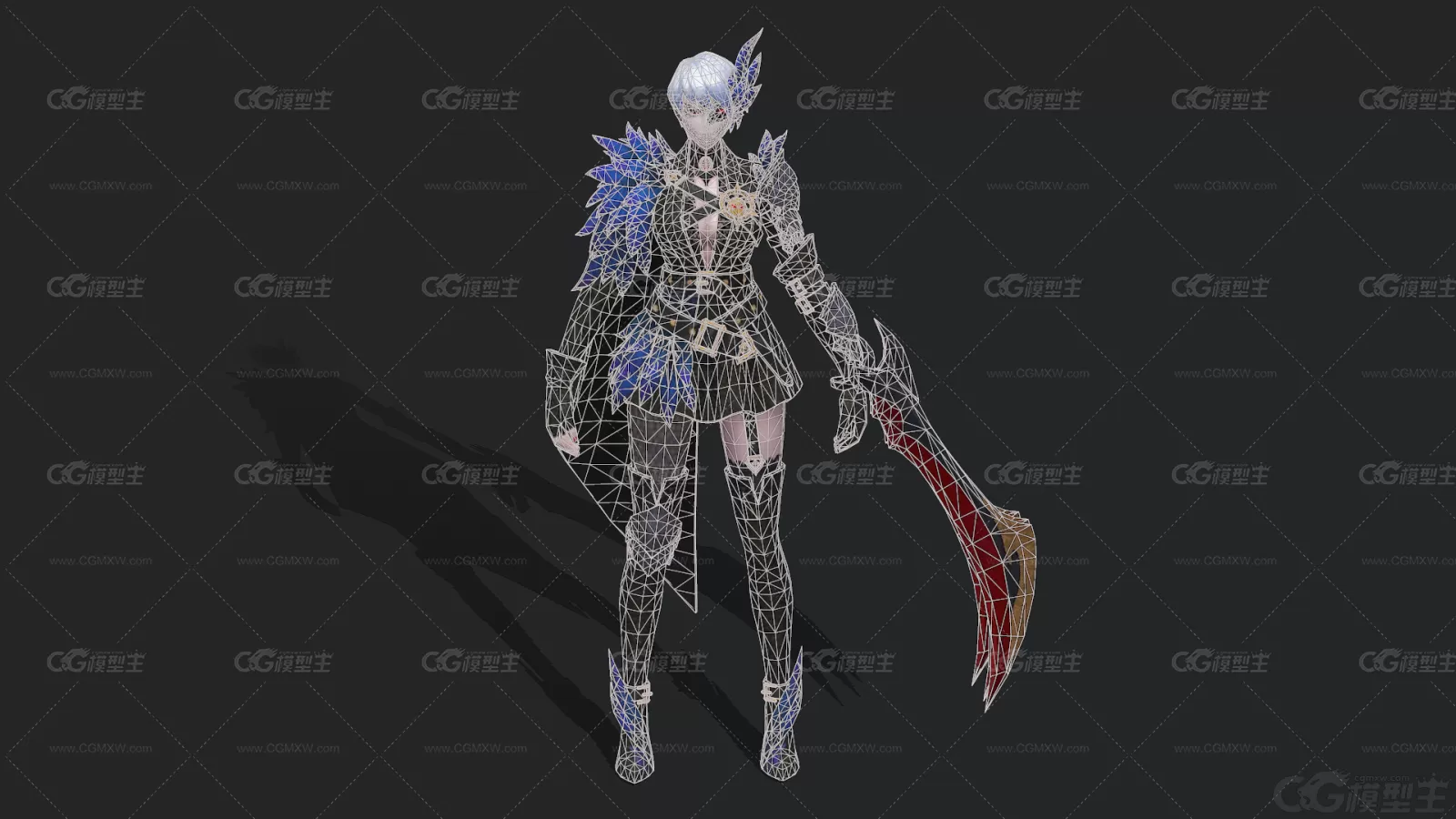 女战士 盔甲女武士 铠甲战士 美女武士3D模型-2