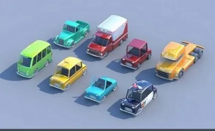 卡通车子 小汽车 公交车 老爷车 卡通汽车3D模型