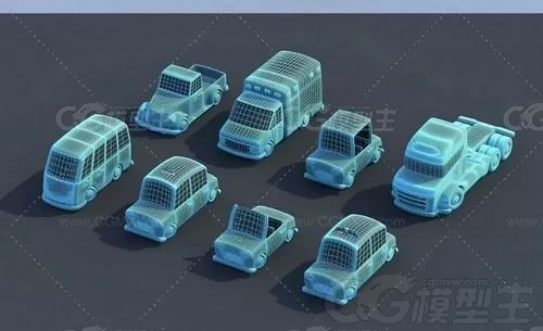 卡通车子 小汽车 公交车 老爷车 卡通汽车3D模型-2