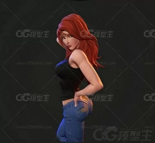 美丽女孩 红发美女 西方美女 欧洲女性人物3D模型-4