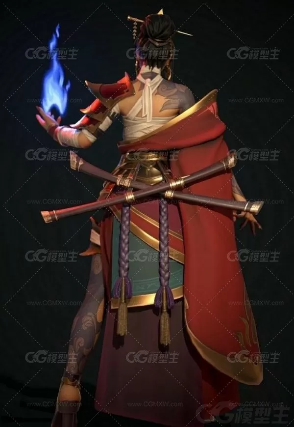 女武士 魔法师 女人 火焰 古装女人 人物角色模型 女巫师 巫婆 仙女3D模型-2