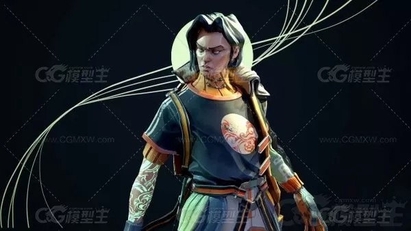 赛博朋克人 未来战士 科幻战士 武士3D模型-2