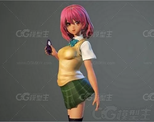 短裙女 美少女战士 少女时代 学生时代3D模型-2