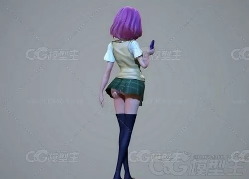 短裙女 美少女战士 少女时代 学生时代3D模型-3