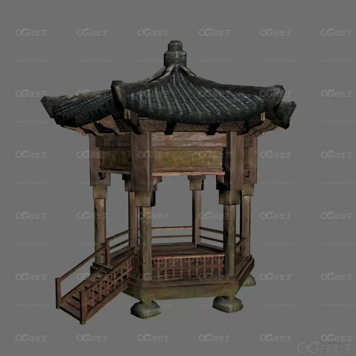 亭子 凉亭 中国古代凉亭 亭子 四角亭 十里亭 小亭子3D模型-1