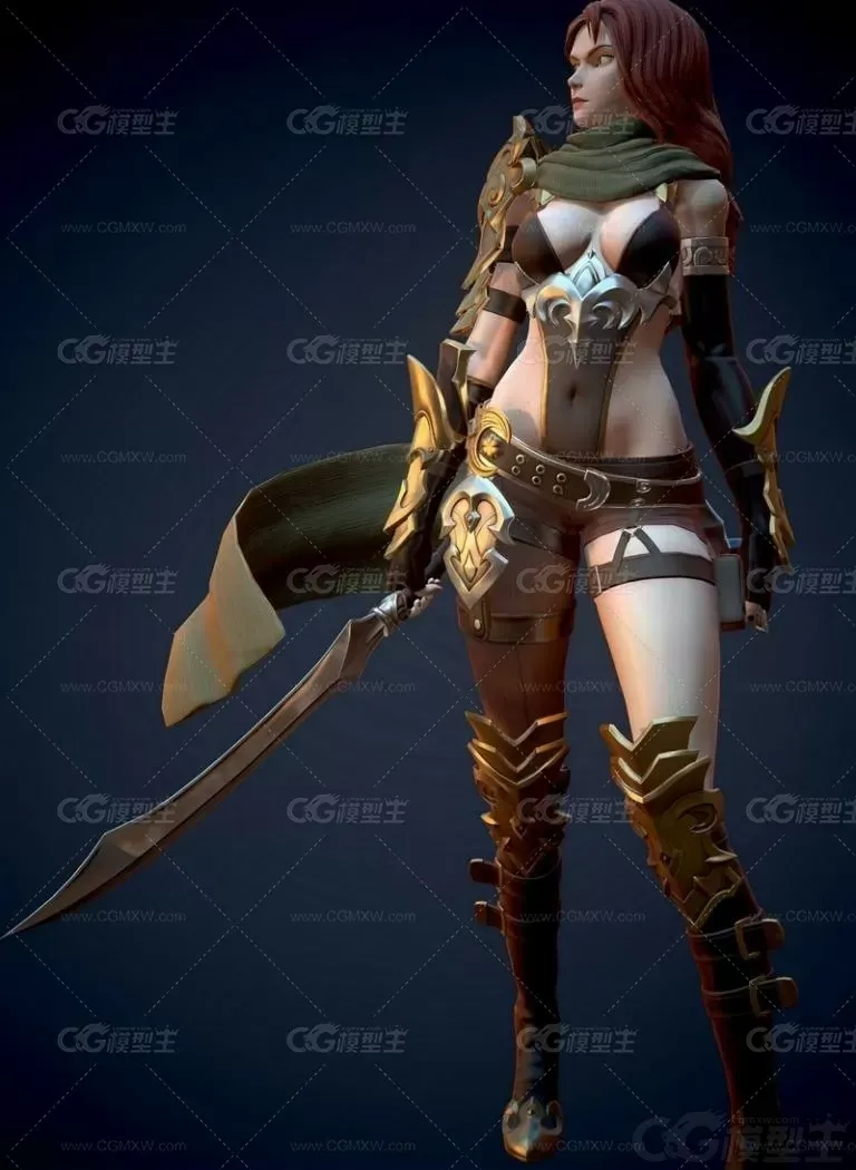 刺客女 女武士 女武神 美女刺客 杀手 美女战士 中世纪女战士3D模型-2