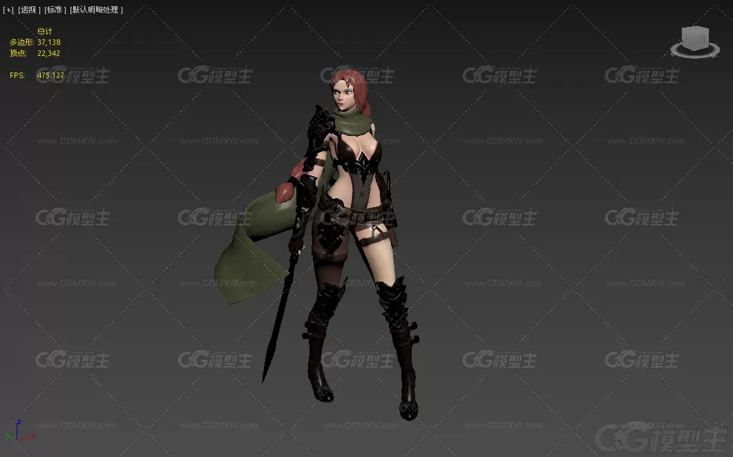 刺客女 女武士 女武神 美女刺客 杀手 美女战士 中世纪女战士3D模型-3