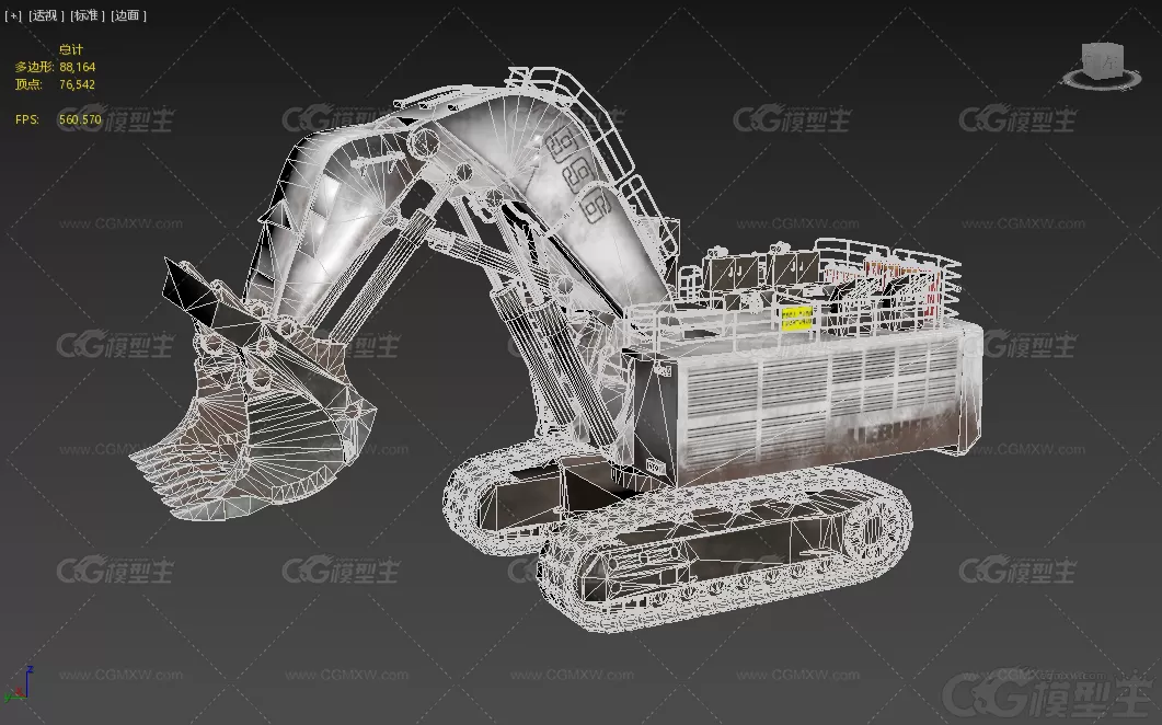 次时代 挖掘 挖掘机 工程车 工地车辆 写实 大型挖掘机3D模型-4