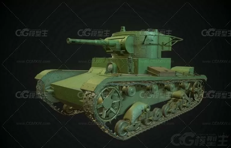 二战 苏联 俄罗斯 T26 T-26轻型坦克 light tank 俄军 苏军 坦克 世界大战3D模型-1