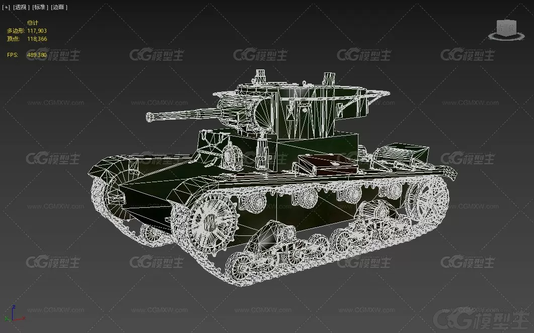 二战 苏联 俄罗斯 T26 T-26轻型坦克 light tank 俄军 苏军 坦克 世界大战3D模型-4