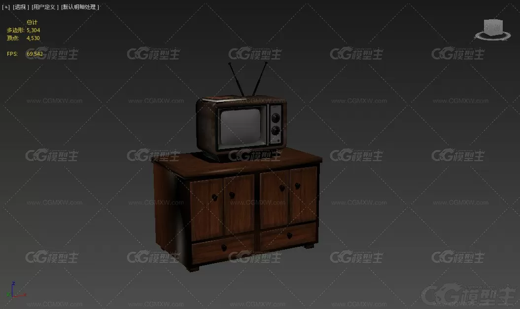 旧电视 Retro TV 电视机 复古电视机 老式电视机 黑白电视机3D模型-3