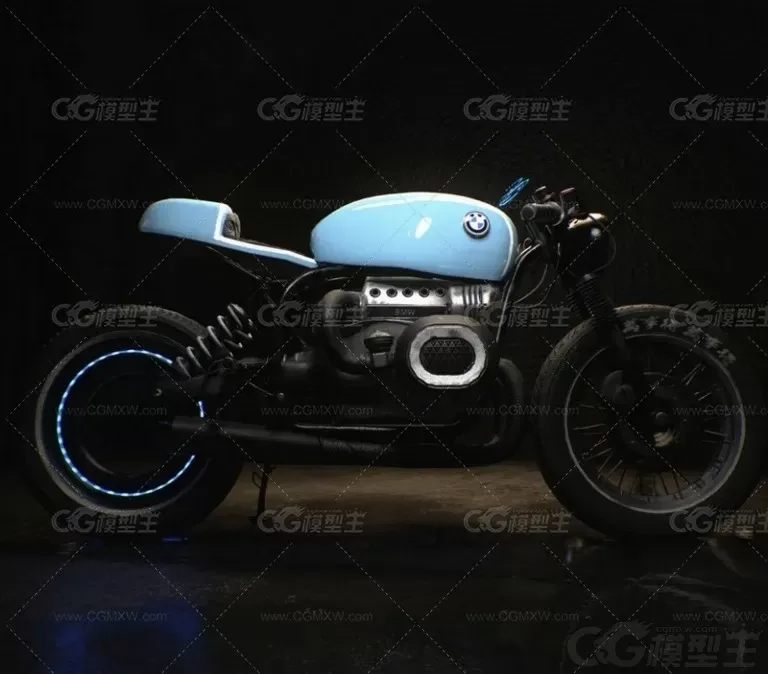 宝马摩托车机车 两轮车 交通工具 motorcycle 赛车 飙车族 炫酷摩托车3D模型-2