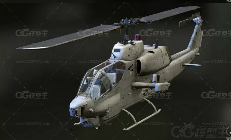 超级眼镜蛇攻击直升机 武装直升机 眼镜蛇武装直升机 AH-1 AH-64 武装直升飞机3D模型-3