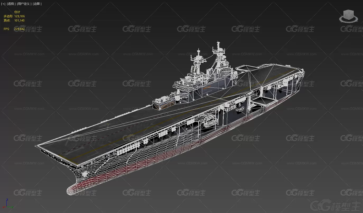 黄蜂号航母 大型军舰 航空母舰3D模型-4