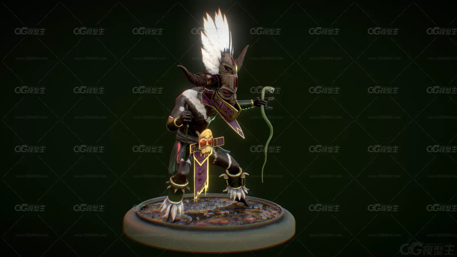 巫医 部落巫师 大祭司 魔法师 医师3D模型-2