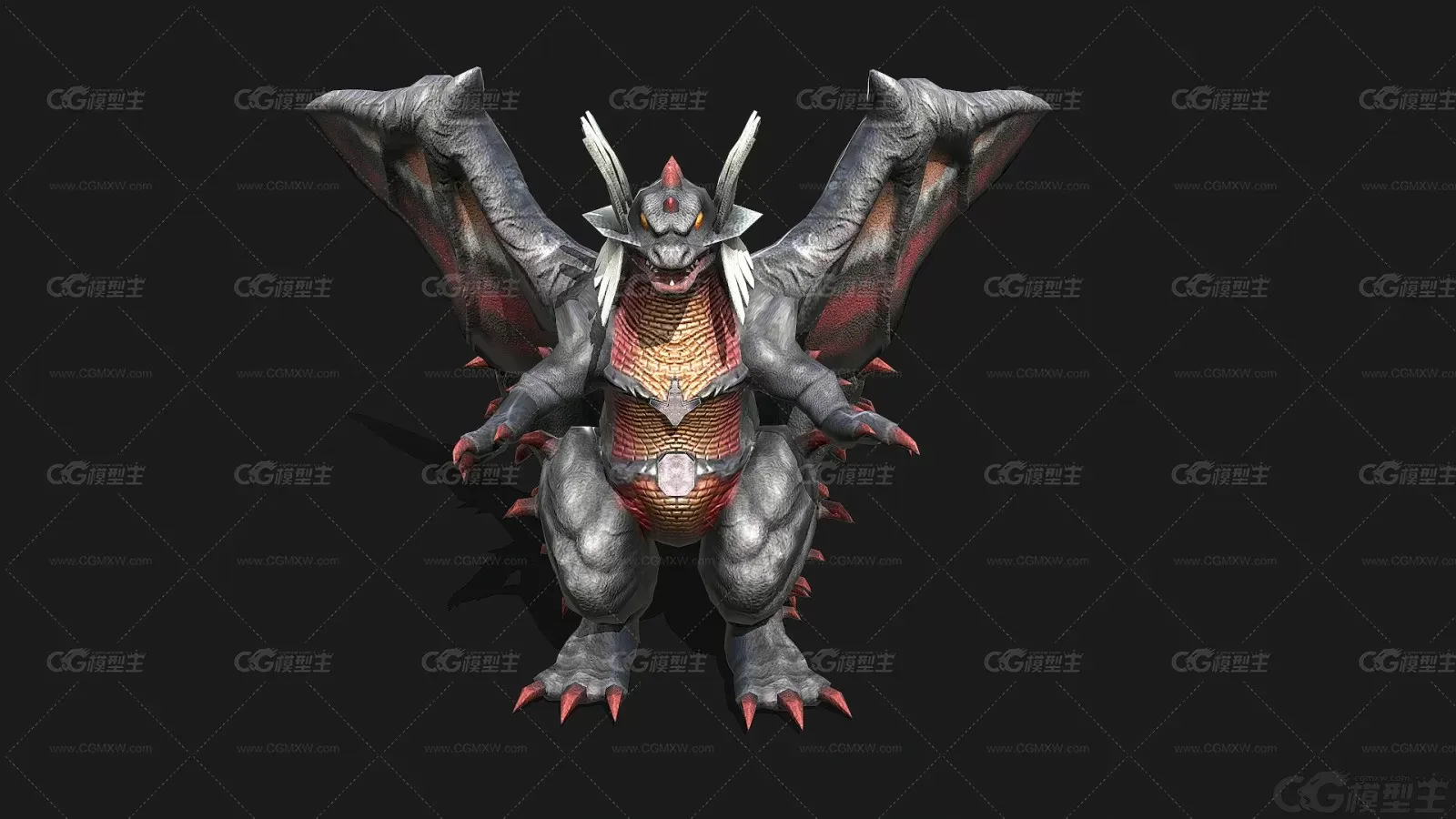 魔幻 魔兽 恶龙 魔龙 火龙 妖兽 怪兽 怪物 哥斯拉3D模型-1