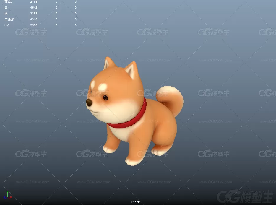 柴犬 狗 动物 爬行动物 中华田园犬 柴狗 卡通狗 玩具 毛绒玩具3D模型-3