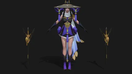 仙侠风  古代 神秘女子 中国风 武侠仙女 剑客 斗笠女侠 侠女 侠客 剑侠3D模型