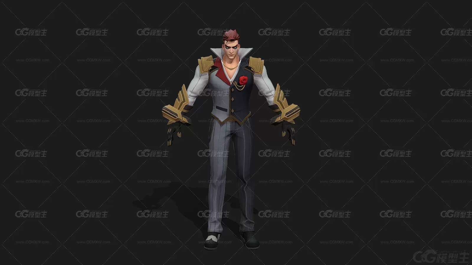 礼服男 帅哥 战士 武士3D模型-1