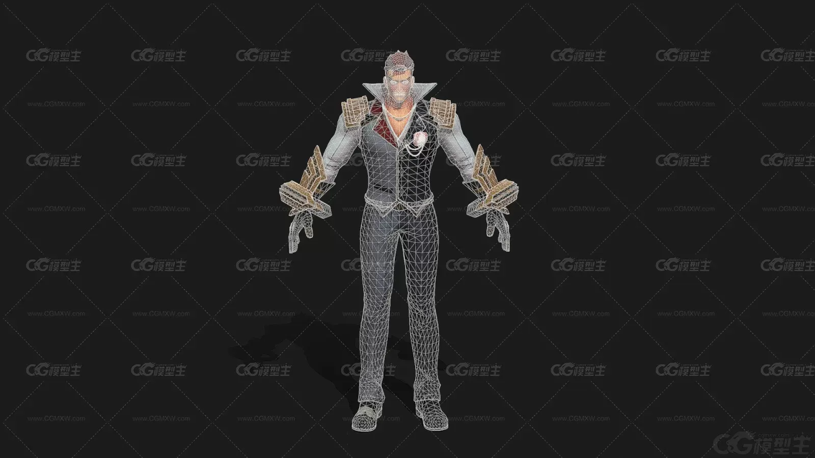 礼服男 帅哥 战士 武士3D模型-2