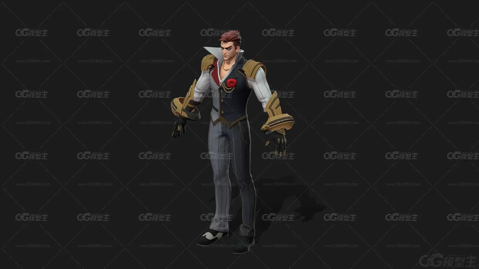 礼服男 帅哥 战士 武士3D模型-4