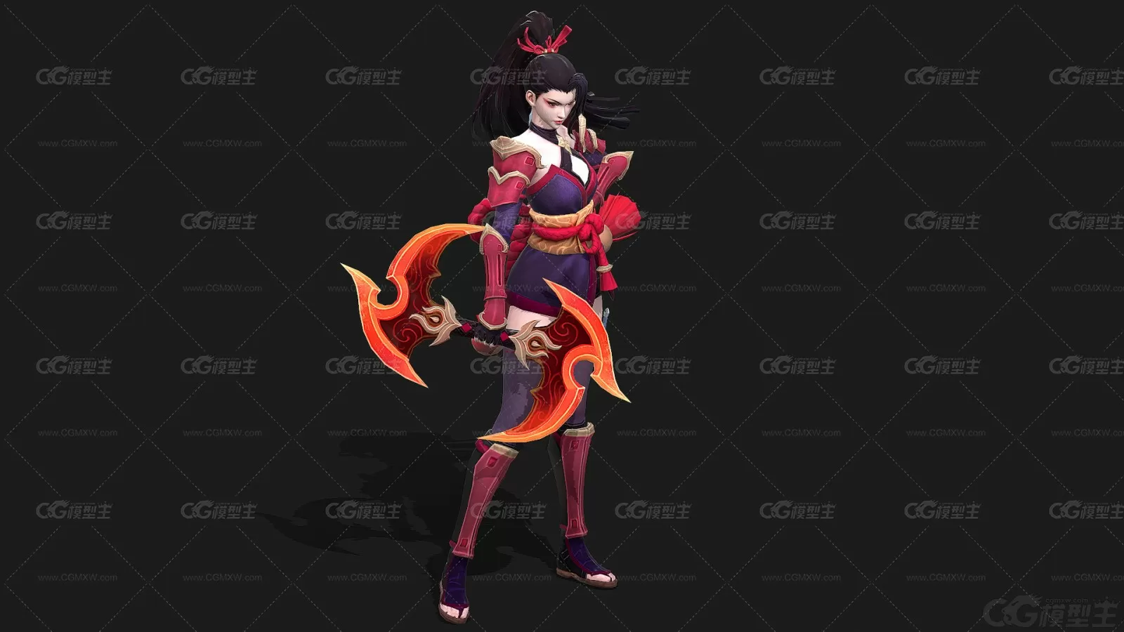 仙侠风  古代 神秘女子 中国风 武侠仙女 美女刺客 美女杀手 武士3D模型-3