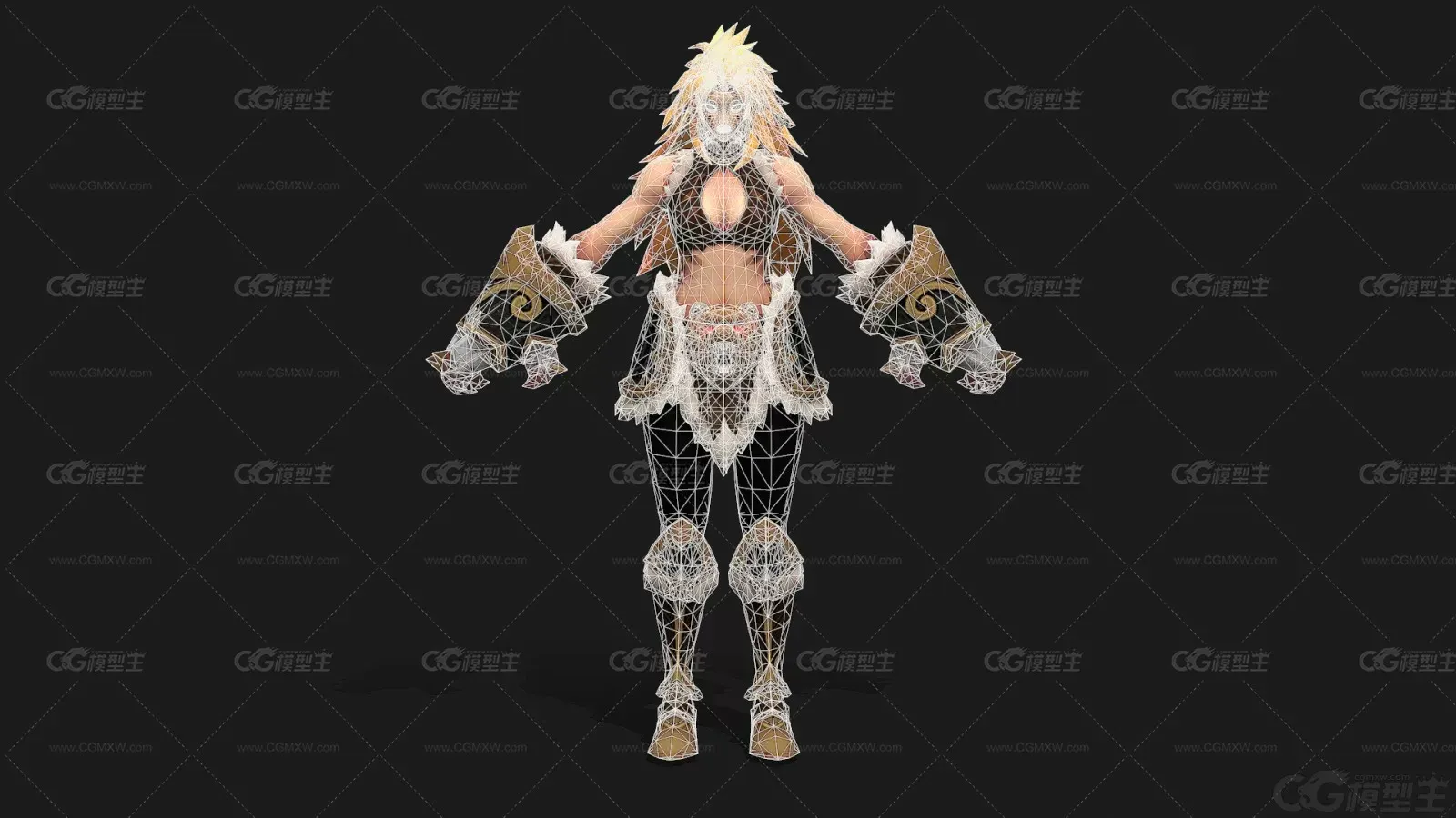 熊女 战士 豹女 部落女战士 女武士 女巫师 女武神 猎人 游侠女侠3D模型-2