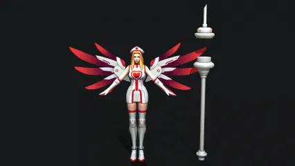 飞翼 机甲 美女 战士 机甲女武士 美女战士 美少女战士3D模型