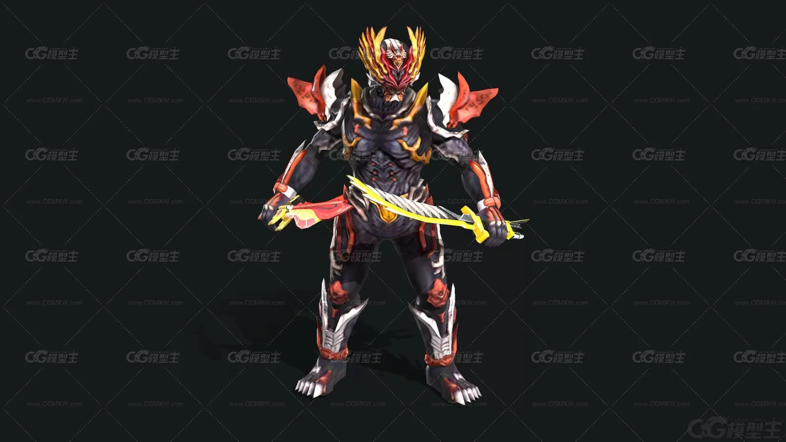 魔幻 魔兽 铠甲 男 战士 兽人战士 铁甲战士 铁甲武士 骑士3D模型-1