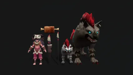狼孩 猎人 巨狼坐骑 部落战士 狼人 野狼 恶狼小男孩 小武士 小猎人3D模型