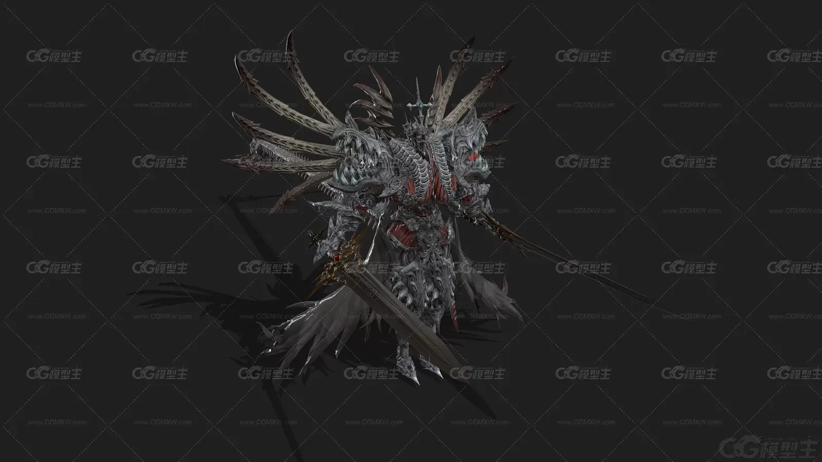 次世代 盔甲 战神 剑神 龙鳞甲 骑士装备 盔甲 圣战士 武士 魔教教主3D模型-3