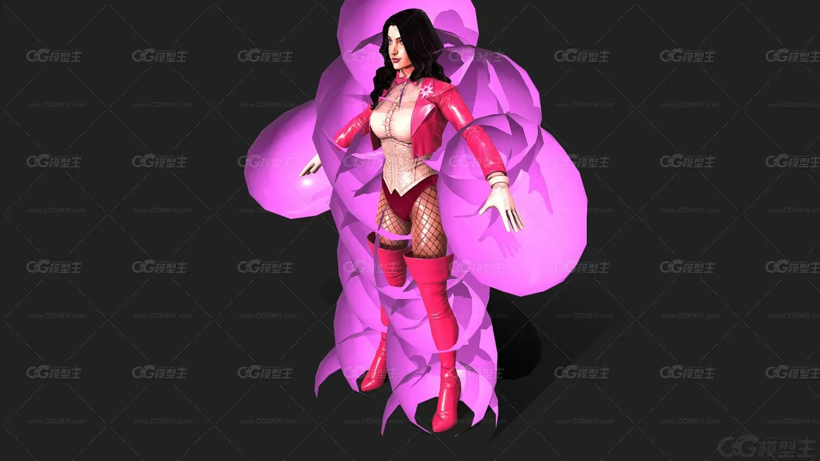 漫威英雄扎坦娜·扎塔拉 Zatanna 扎坦娜 美女魔法师 超级英雄 红衣人带骨骼绑定3D模型-4