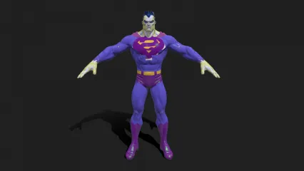 DC漫画 反派人物 超人比扎罗 Bizarro 超级反派 异魔 黑暗超人带骨骼绑定3D模型