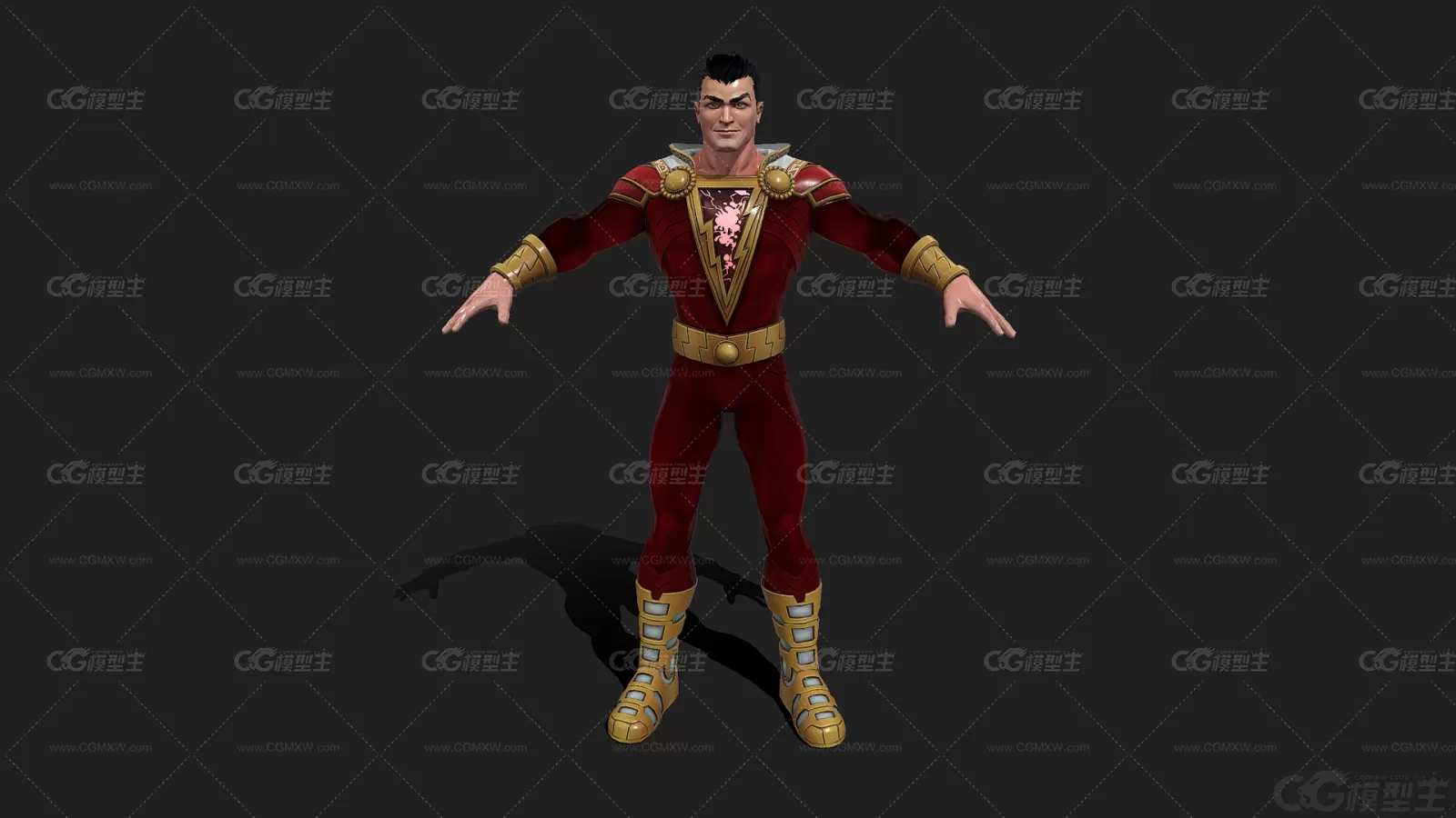 DC漫画 超级英雄 雷霆沙赞 比利·巴特森 Shazam 超人带骨骼绑定3D模型-1