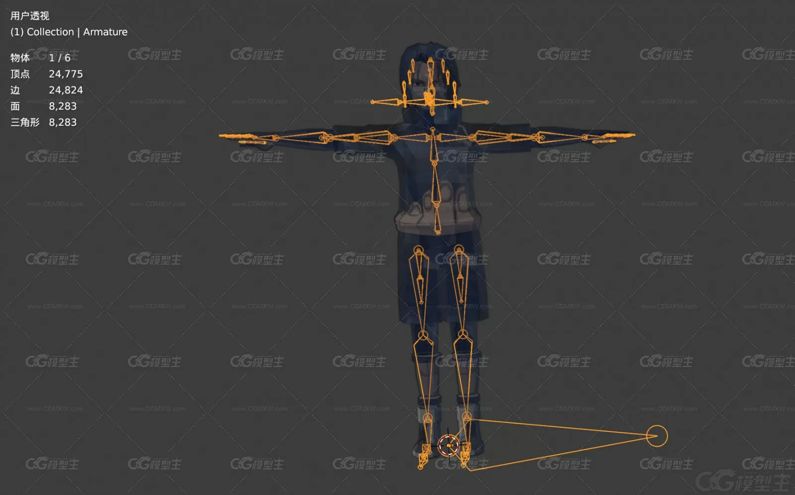 火影少年佐助 火影英雄带骨骼绑定3D模型-5