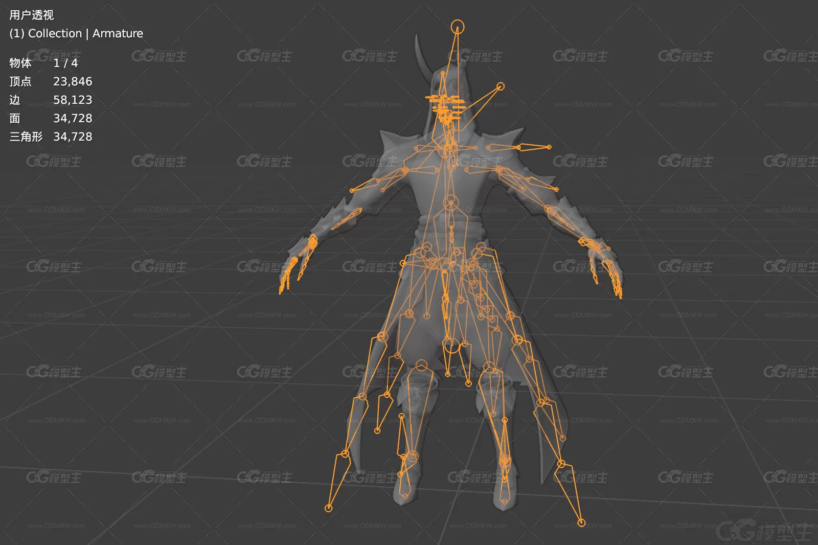 圣骑士 瓦图 恶魔 妖兽 妖怪 反派人物 魔兽带骨骼绑定3D模型-6