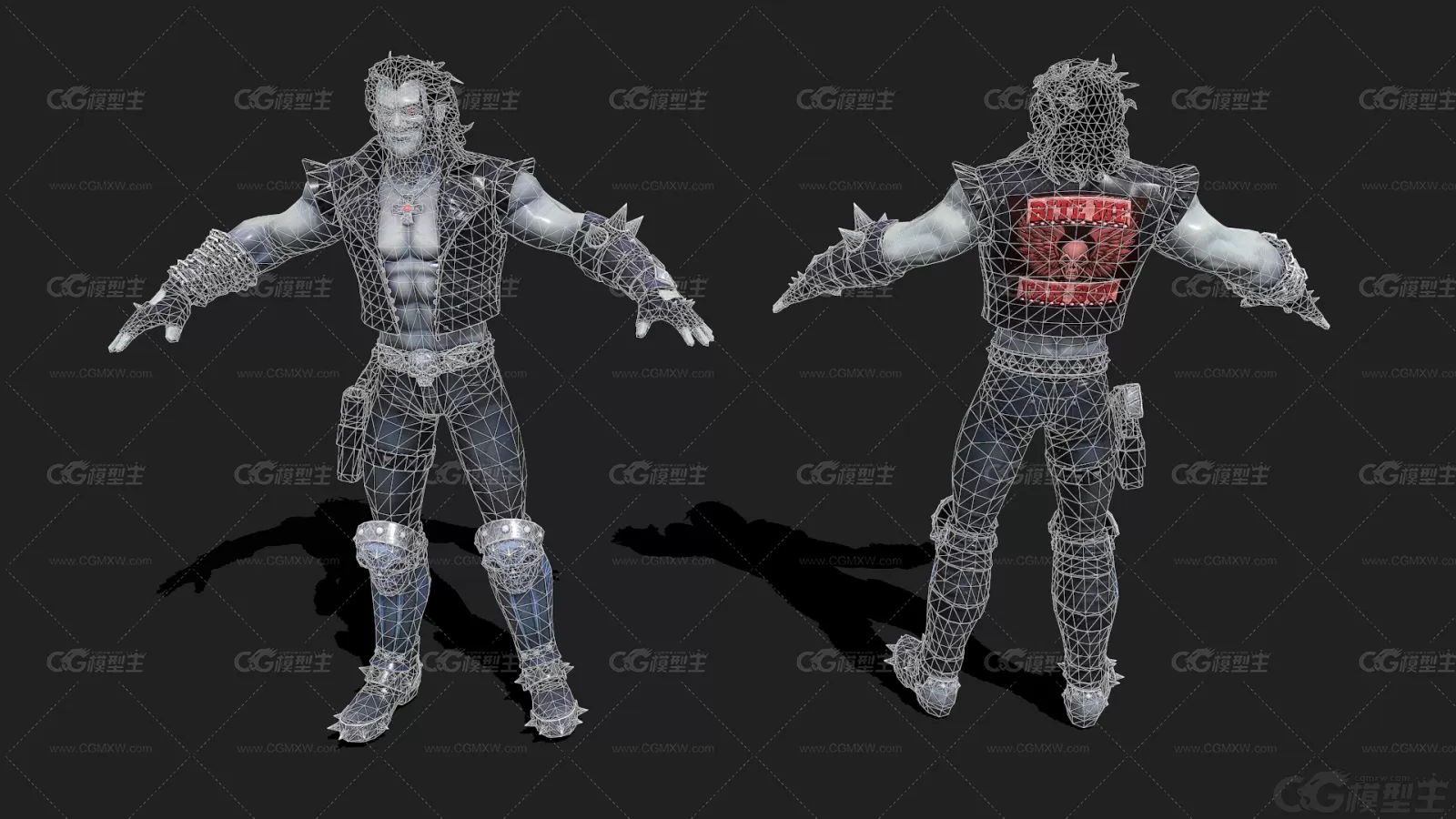 DC漫画 反派英雄 罗伯 Lobo  暴狼 星际赏金猎人 狼人带骨骼绑定3D模型-3