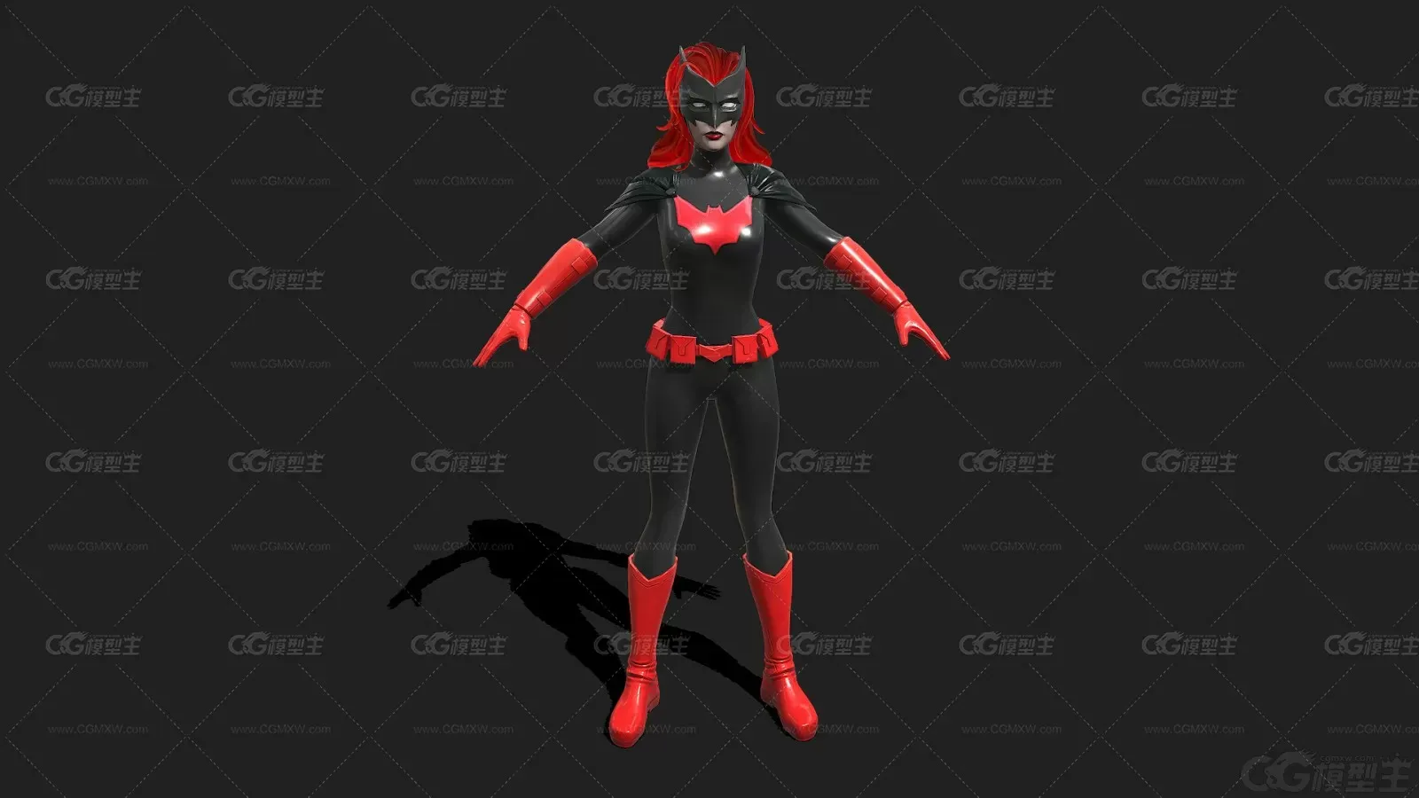 DC漫画 超级英雄 女蝙蝠侠  美女蝙蝠女侠 科幻女英雄带骨骼绑定3D模型-1