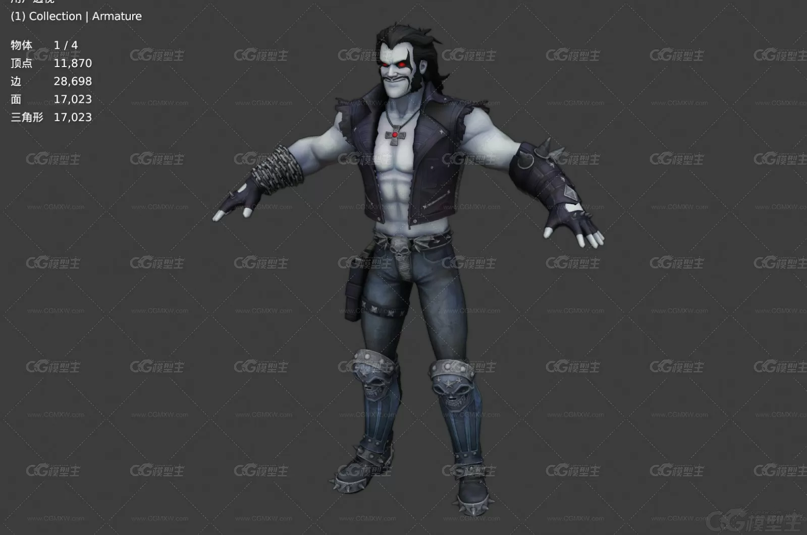 DC漫画 反派英雄 罗伯 Lobo  暴狼 星际赏金猎人 狼人带骨骼绑定3D模型-6