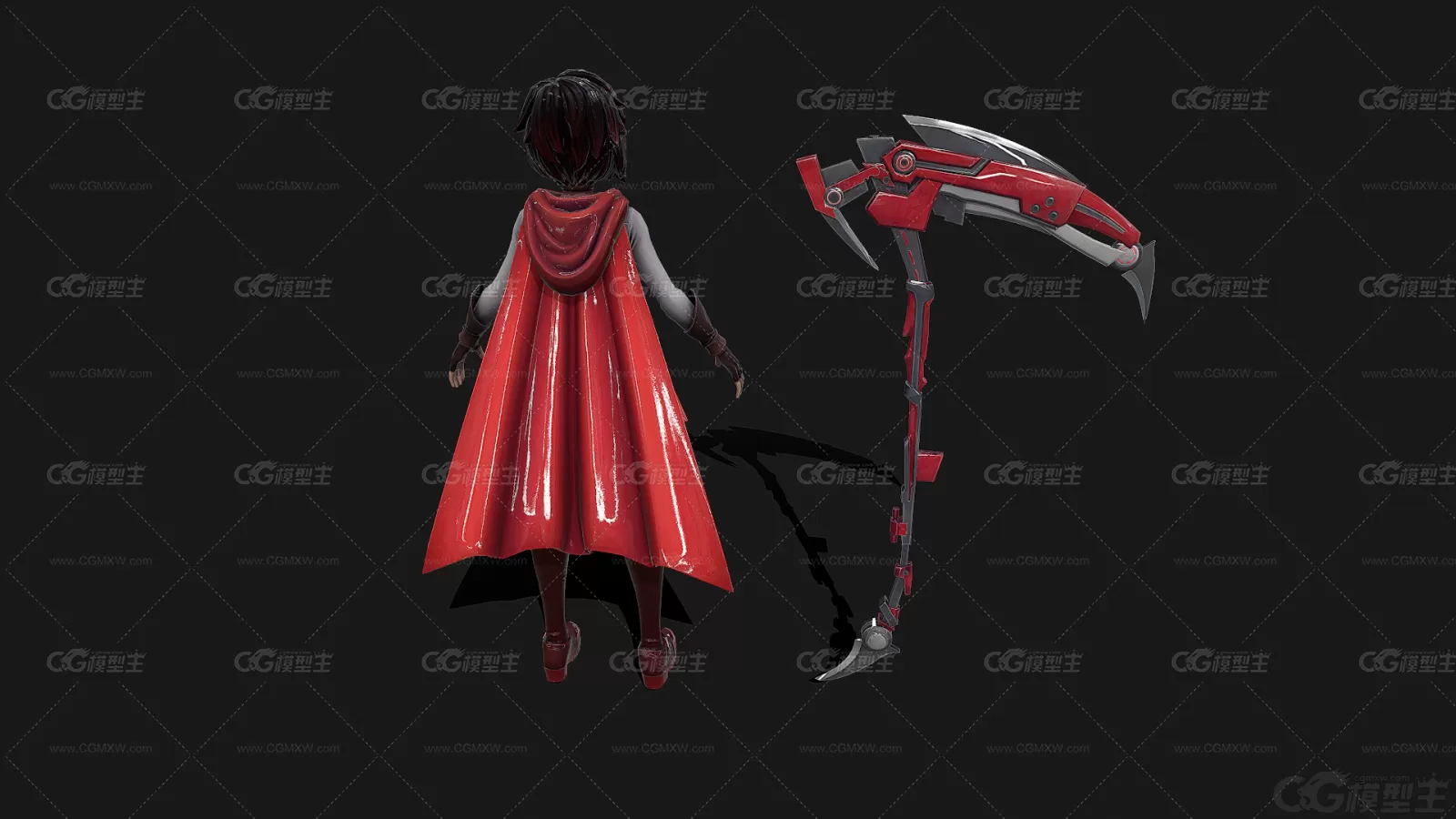 RWBY 露比·罗丝 美少女战士 小萝莉 死神女武士 武神 机甲女战士带骨骼绑定3D模型