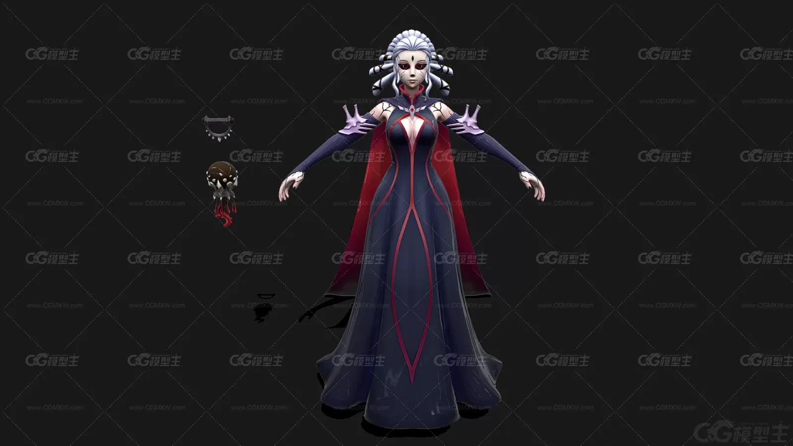 RWBY Salem 塞伦 女魔王 女妖 女皇 暗黑女王 妖后 超级反派带骨骼绑定3D模型-1