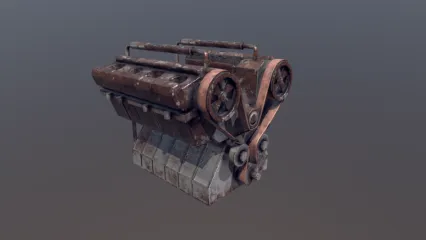次时代旧发动机 旧引擎 生锈发动机 V8引擎 就发电机3D模型
