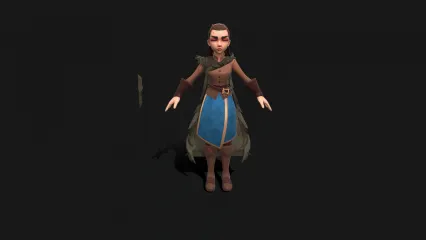 权力的游戏 艾莉亚·史塔克 刺客 美女武士 女战士 部落女猎人带骨骼绑定3D模型
