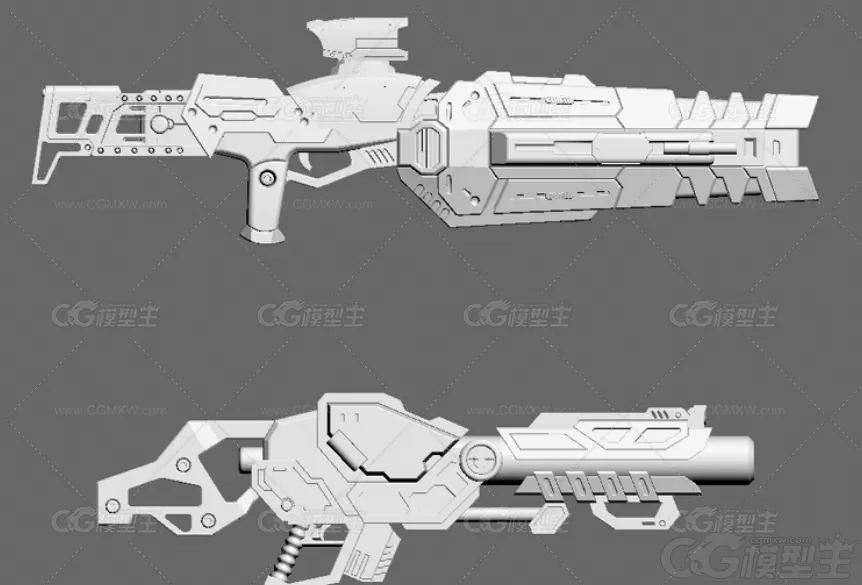 24款 科幻步枪模型3dsMAX机甲武器C4D枪械3D素材文件FBX格式OBJ格式3D模型-2