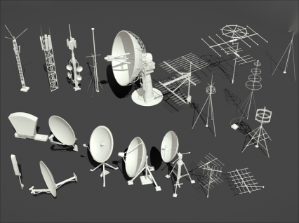 21款科幻通讯雷达模型C4D无线天线雷达信号接受器卫星天线接收器3D模型