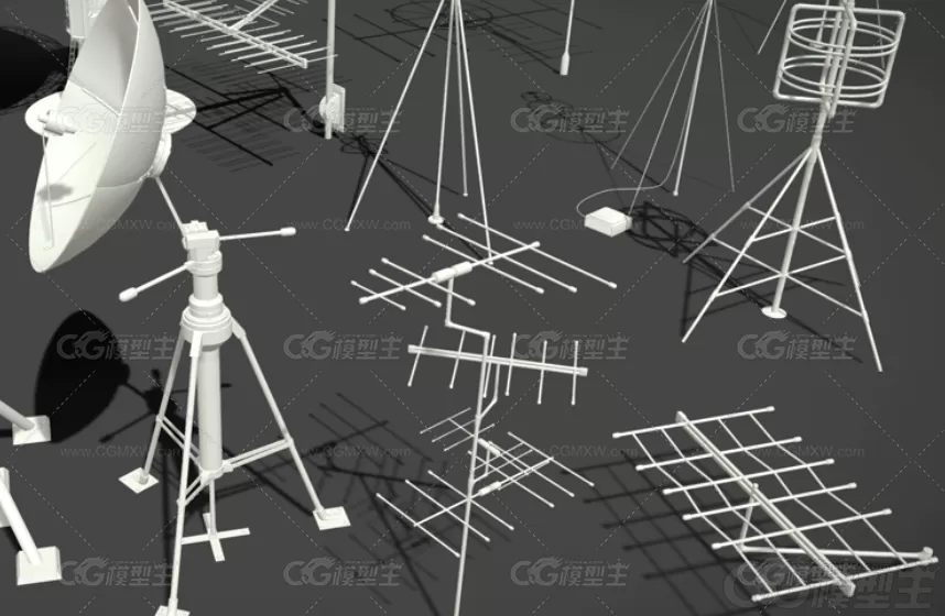 21款科幻通讯雷达模型C4D无线天线雷达信号接受器卫星天线接收器3D模型-2