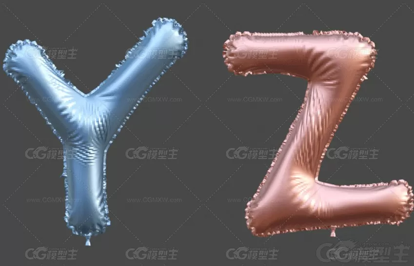 26个字母模型Blender气球风格文字模型C4D字体3D素材文件-2